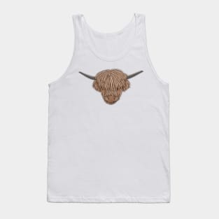 Highland Cow Paper Cut Illustration Tank Top